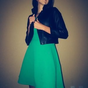 Black foax leather jacket